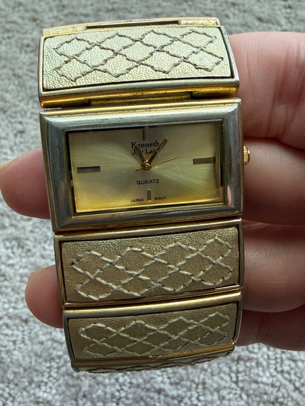 Kenneth Jay Lane Gold-Tone Quilted Bracelet Watch